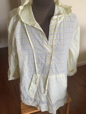 Lightweight cotton  Yellow & White checkered, Hooded Tunic can be a coverup
